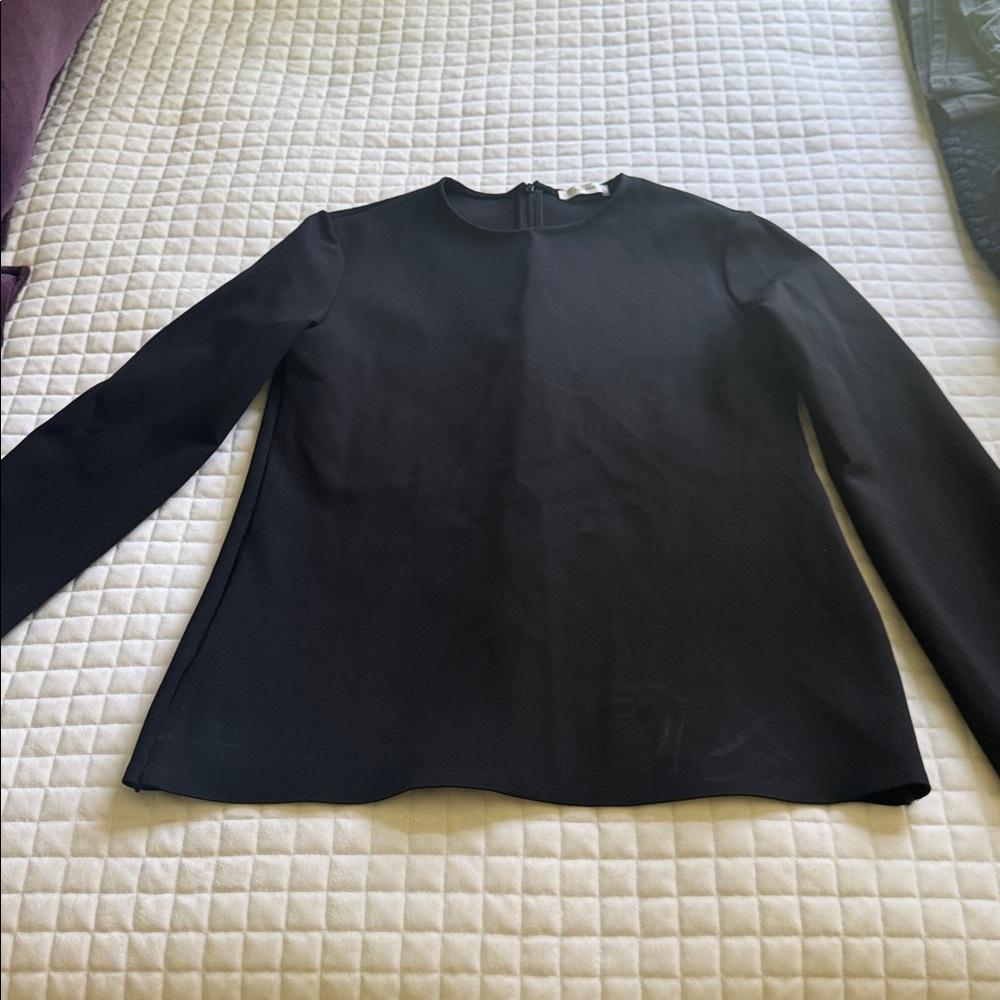 The Row Classic Black scuba long sleeve top
